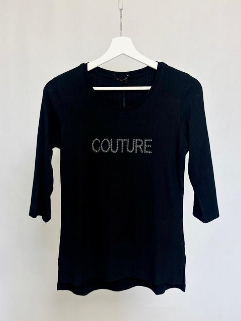 Maglia a costine con scritta decorativa SixStop