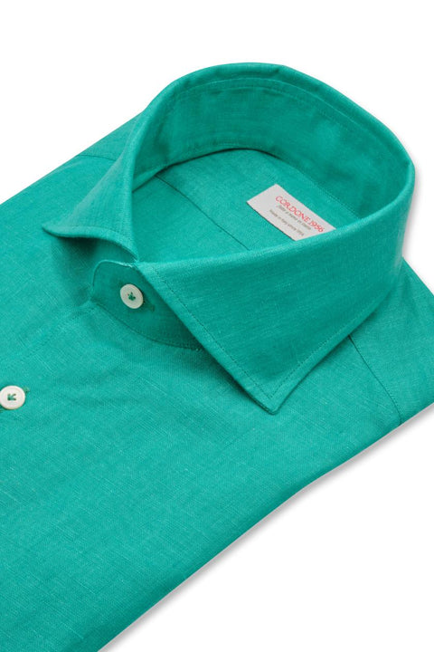 Water Green Linen Shirt Cordone 1956