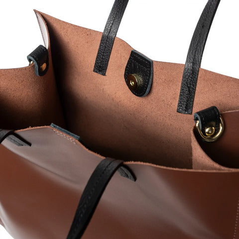 Unlined Leather Tote with Removable Pouch