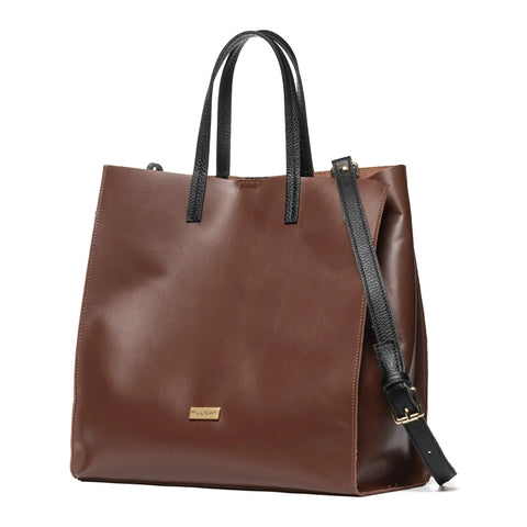 Unlined Leather Tote with Removable Pouch