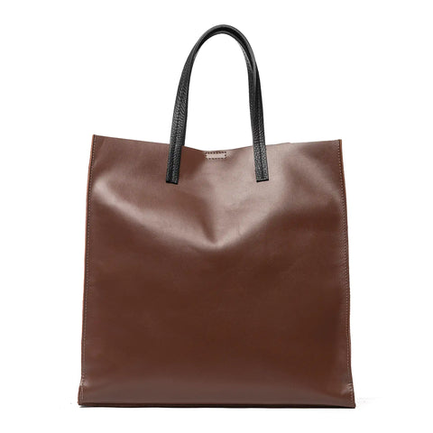 Unlined Leather Tote with Removable Pouch