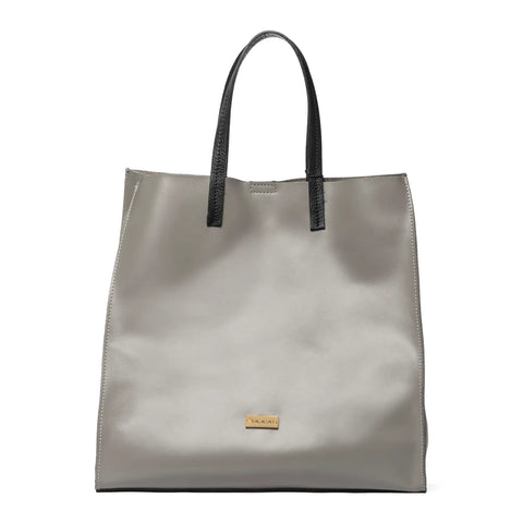 Unlined Leather Tote with Removable Pouch