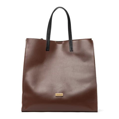 Unlined Leather Tote with Removable Pouch