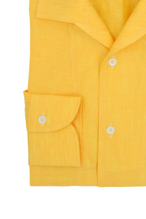 Yellow Linen Capri Collar Shirt Cordone 1956