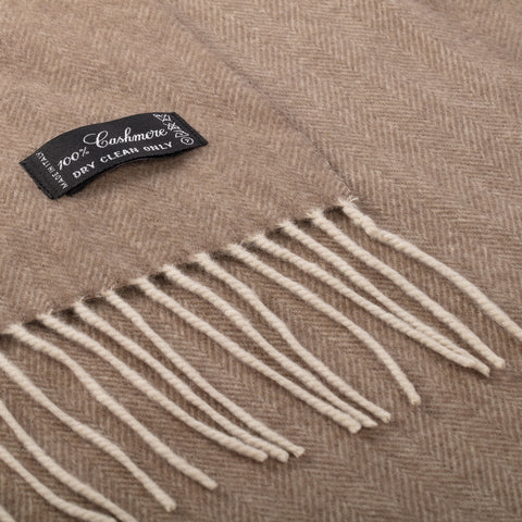 Scarve - Art. Bicolor Chevron Cashemre Scarf Beige Nick Bronson