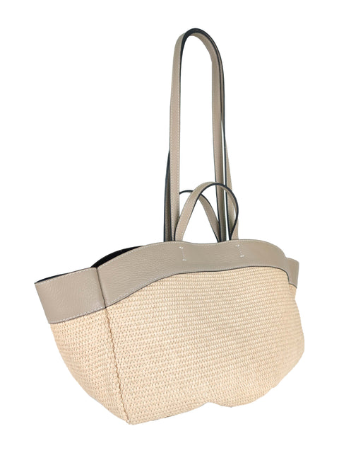 Tote Bag in Raffia and Leather Florence Leather