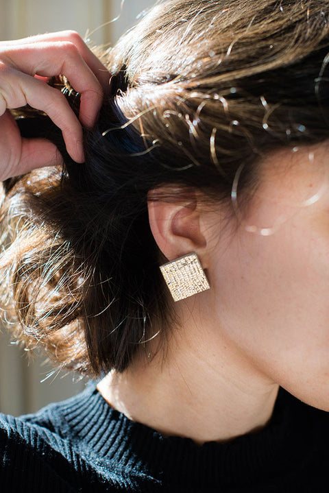 Earrings - Small Leather Tile Lidia Mallia