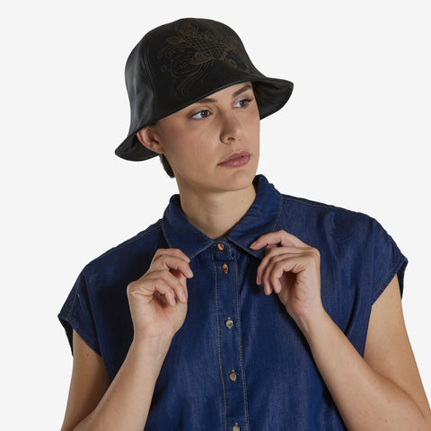 Hat - Nappa Leather Cloche Axis