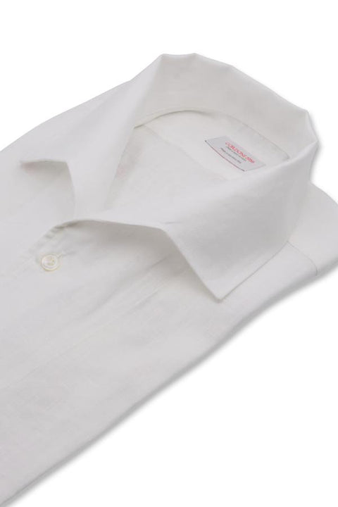 White Linen Capri Collar Shirt Cordone 1956