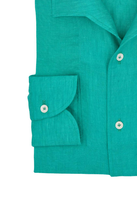 Water Green Linen Capri Collar Shirt Cordone 1956