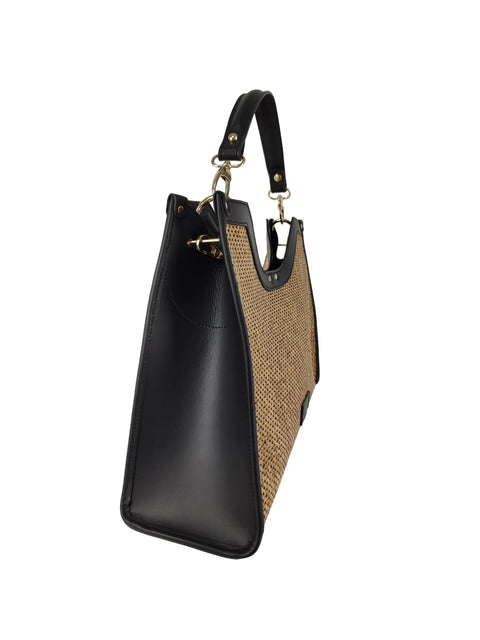 Tote Bag in Raffia and Leather Florence Leather