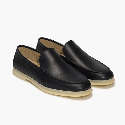 Unstructured black leather loafer Positano