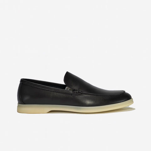Unstructured black leather loafer Positano