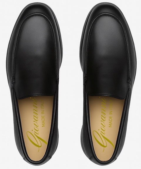 Unstructured black leather loafer