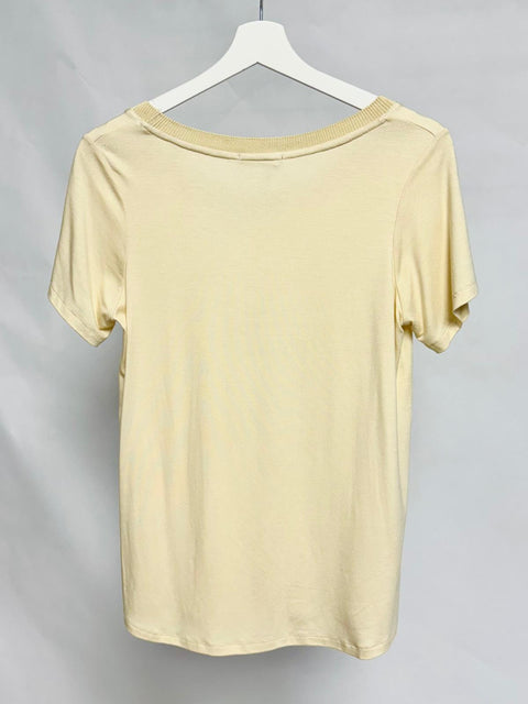 Beige t-shirt with ribbed trim and relaxed fit SixStop