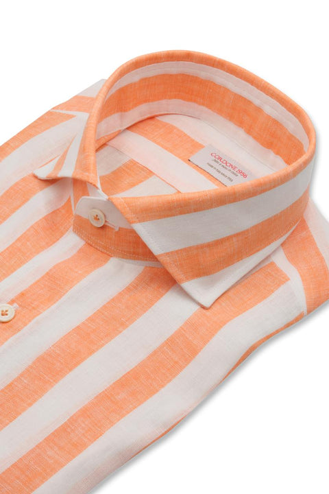 Bold Striped Linen Shirt Orange Cordone 1956
