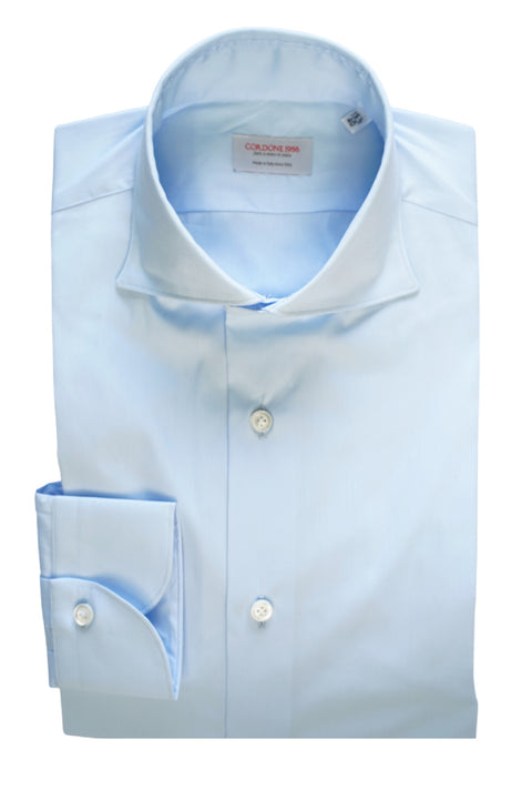 Azure Stretch Popeline Solid Shirt Cordone 1956