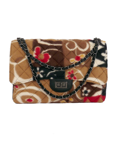 Shopper Bag In Plush Fabric And Genuine Leather Apiedinudinelparco