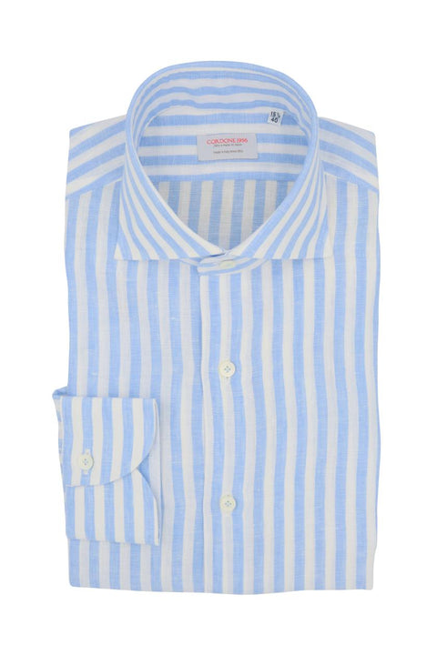 Striped Linen Shirt Blue Cordone 1956