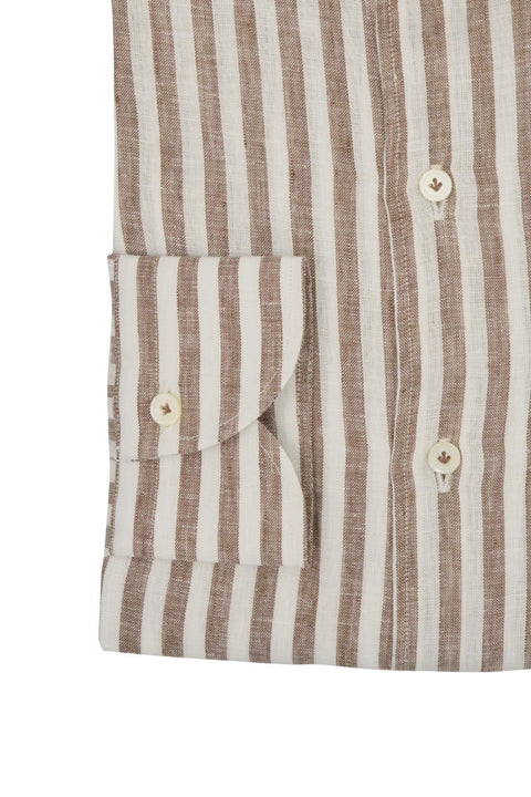 Striped Linen Shirt Brown Cordone 1956