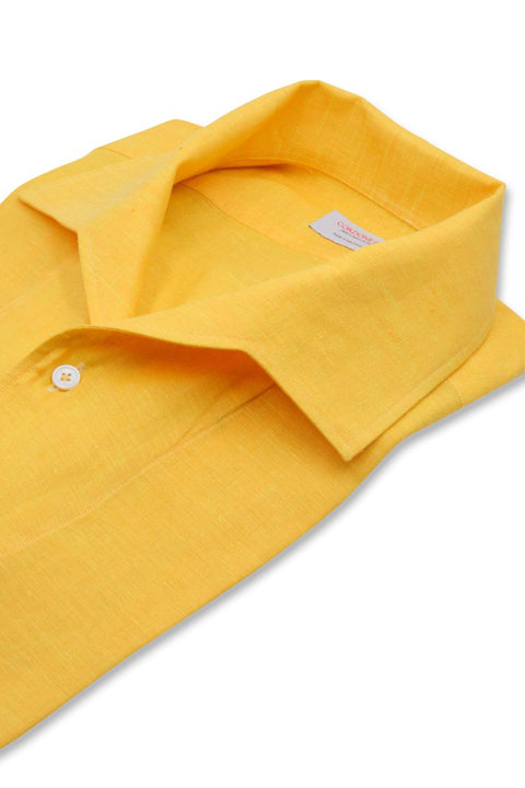 Yellow Linen Capri Collar Shirt Cordone 1956