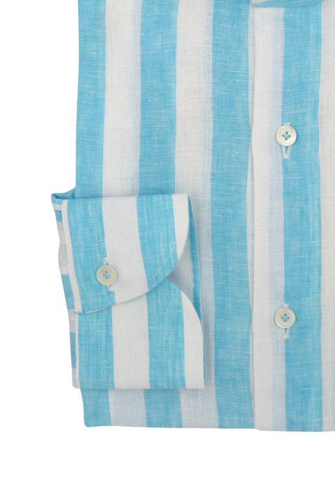 Bold Striped Linen Shirt Azure Cordone 1956