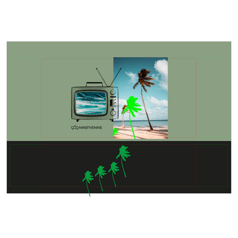 Shopping Bag - East West Print Green 959NINEFIVENINE