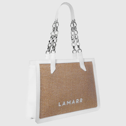 Bag - Beatrix white big with chain Lamarr