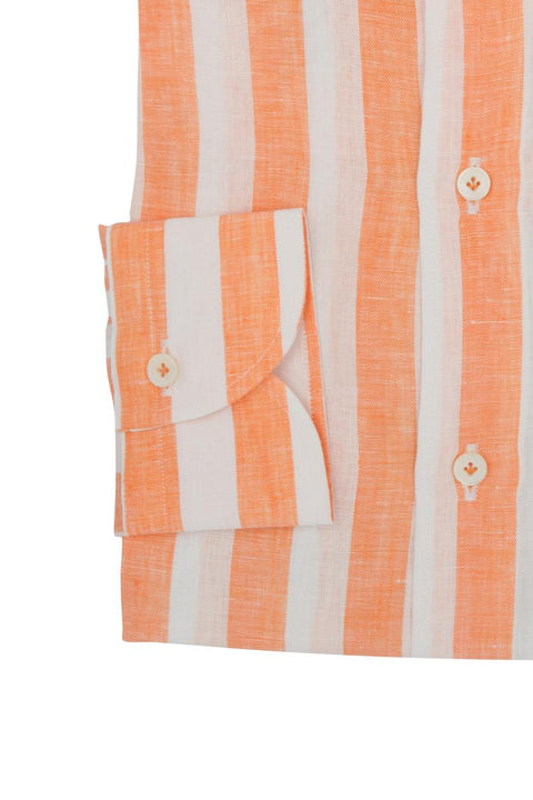 Bold Striped Linen Shirt Orange Cordone 1956