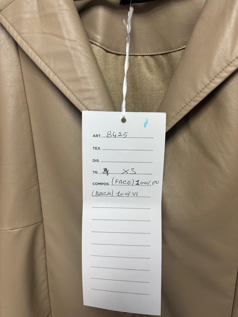 Faux Leather Blazer with Fabric Back SixStop