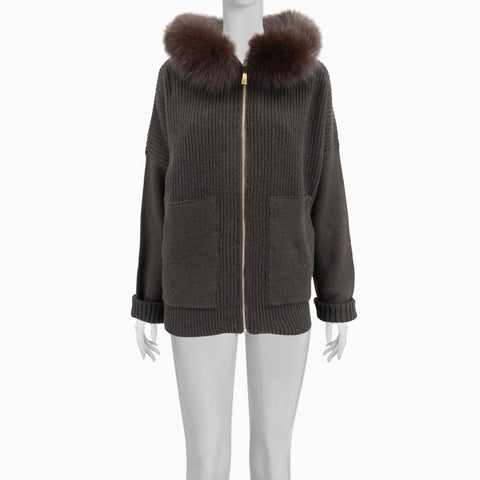 Women's mix cashmere cape with fox fur Bruno Carlo