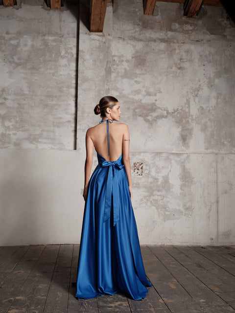 Dress - Satin V Blue Roberta Longo
