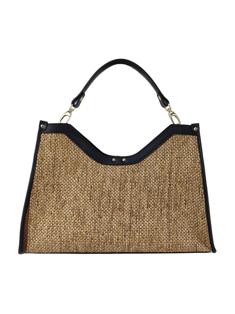 Tote Bag in Raffia and Leather Florence Leather