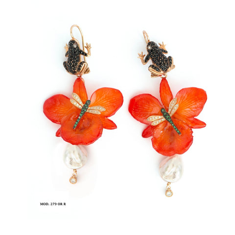 Earrings - Dragonflies and flowers Fancs-V