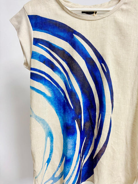 Sleeveless Printed Linen Top SixStop