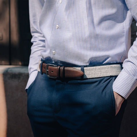 Belt - Linen & Leather white melange Armeria Meschieri