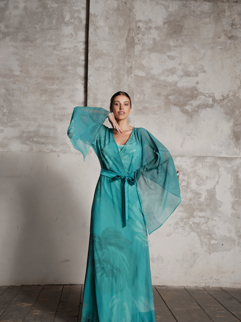 Dress - Georgette Kimono Green Roberta Longo