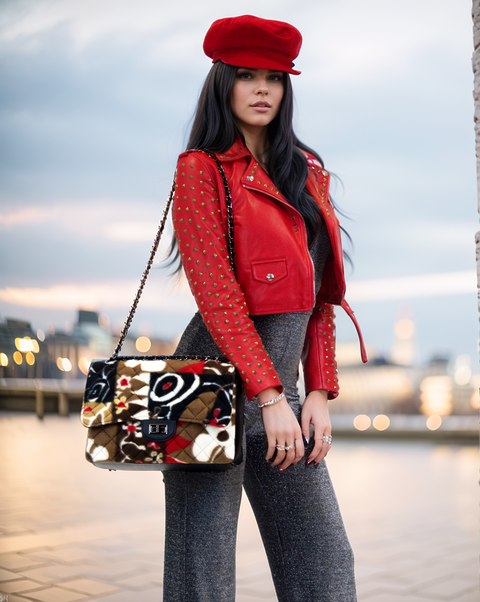 Matelasse' bag in genuine leather and plush fabric Apiedinudinelparco