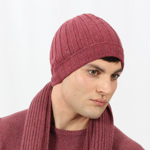 Recycled cashmere ribbed beanie - Due Toscani
