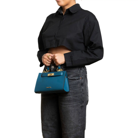 Structured Mini Satchel in Genuine Leather