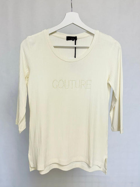 Maglia a costine con scritta decorativa SixStop