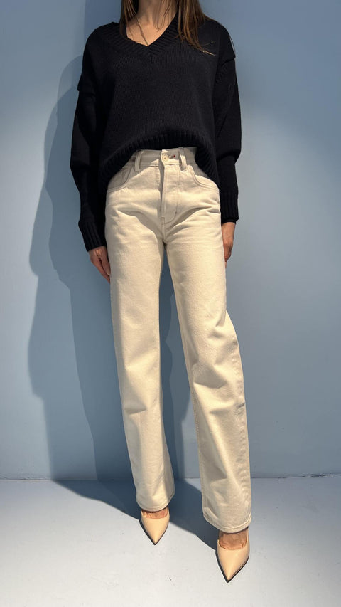 Jeans 5 Pocket Donna Selvedge Ecrù Gorza Heritage