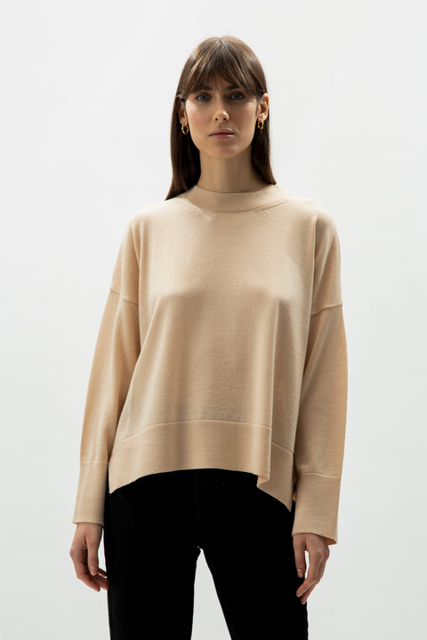 Extra Fine Merino Wool Oversized Crewneck Sweater - Lèmme