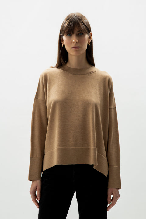 Extra Fine Merino Wool Oversized Crewneck Sweater - Lèmme
