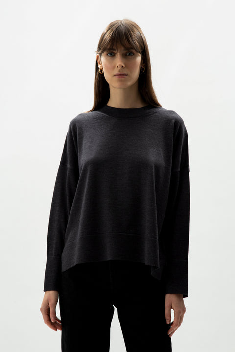 Extra Fine Merino Wool Oversized Crewneck Sweater - Lèmme