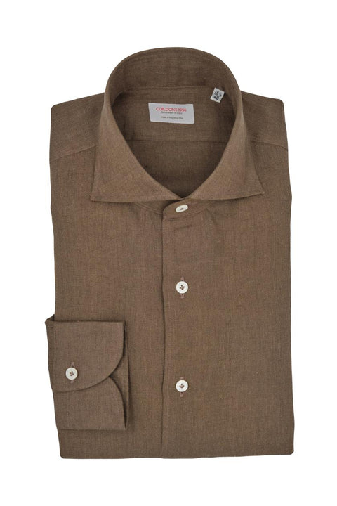 Brown Linen Shirt Cordone 1956
