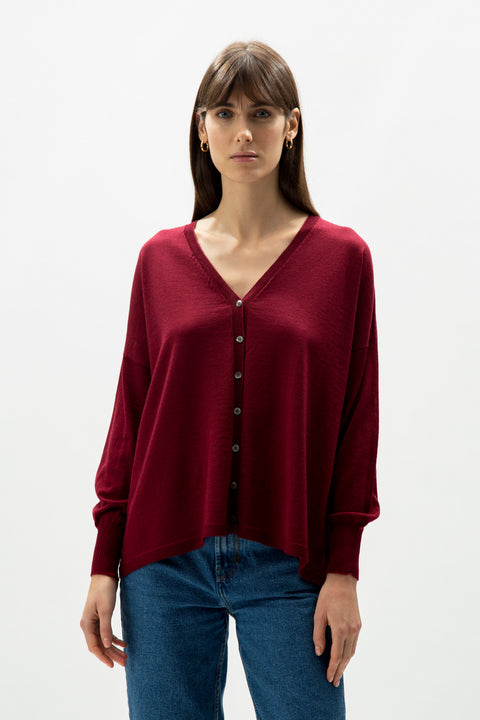 Extra Fine Merino Wool Oversized V-Neck Cardigan (3D-Knit) - Lèmme