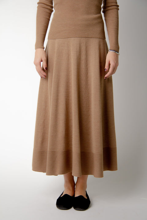 Extra Fine Merino Wool A-Line Skirt (3D-Knit) - Lèmme
