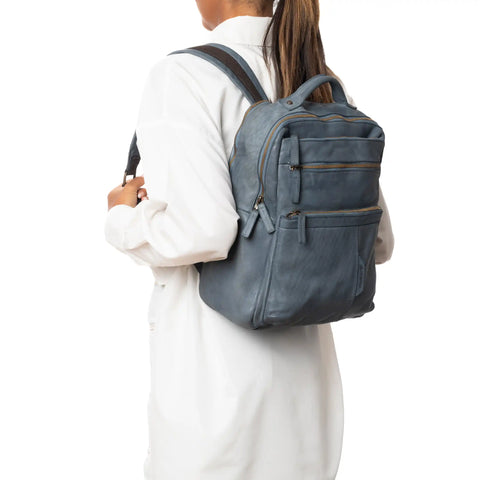 Backpack in Washed Garment-Dyed Leather