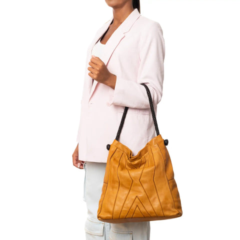 Large Woven Tote in Washed Garment-Dyed Leather